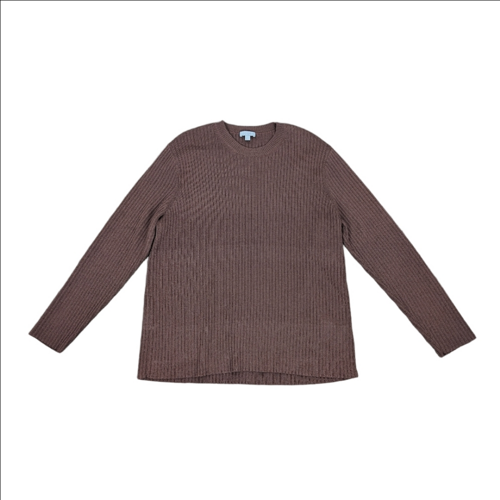 Cos Ribbed Knit Wool Blend Brown Sweater Size Extra Large